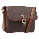 CELINE Macadam Shoulder Bag PVC Leather Brown Gold Tone Auth BA15489-1