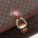 CELINE Macadam Shoulder Bag PVC Leather Brown Gold Tone Auth BA15489-17