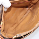 CELINE Macadam Shoulder Bag PVC Leather Brown Gold Tone Auth BA15489-10
