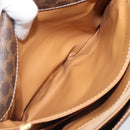 CELINE Macadam Shoulder Bag PVC Leather Brown Gold Tone Auth BA15489-24