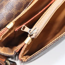 CELINE Macadam Shoulder Bag PVC Leather Brown Gold Tone Auth BA15489-25