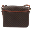 CELINE Macadam Shoulder Bag PVC Leather Brown Gold Tone Auth BA15489-2