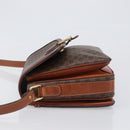 CELINE Macadam Shoulder Bag PVC Leather Brown Gold Tone Auth BA15489-4