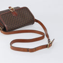 CELINE Macadam Shoulder Bag PVC Leather Brown Gold Tone Auth BA15489-7