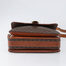 CELINE Macadam Shoulder Bag PVC Leather Brown Gold Tone Auth BA15489-5