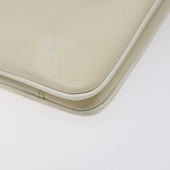 GIVENCHY Shoulder Bag Leather White Gold Auth BA1549