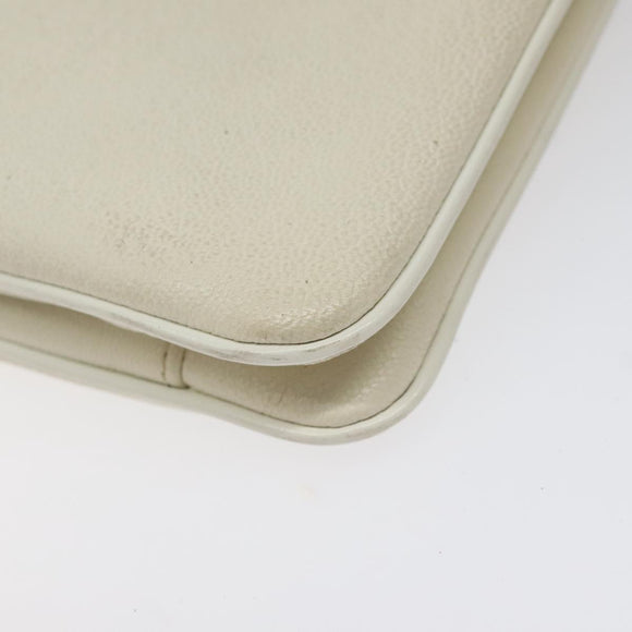 GIVENCHY Shoulder Bag Leather White Gold Auth BA1549