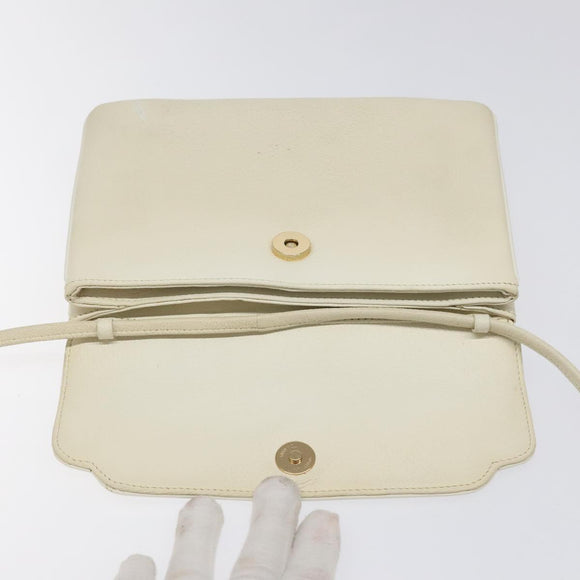 GIVENCHY Shoulder Bag Leather White Gold Auth BA1549