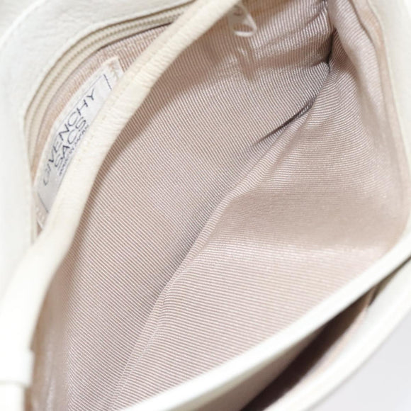 GIVENCHY Shoulder Bag Leather White Gold Auth BA1549