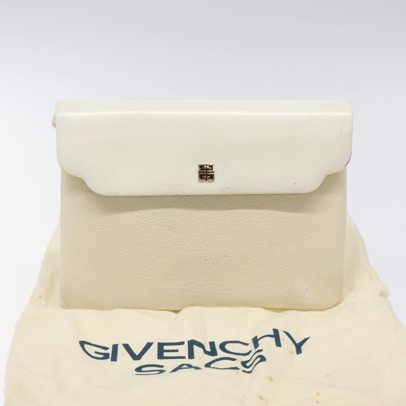 GIVENCHY Shoulder Bag Leather White Gold Auth BA1549
