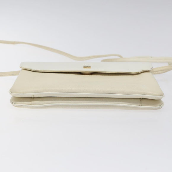 GIVENCHY Shoulder Bag Leather White Gold Auth BA1549