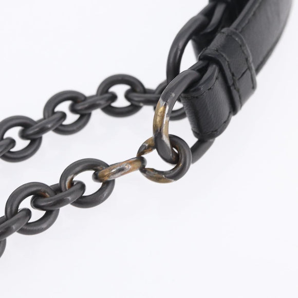 BOTTEGA VENETA INTRECCIATO Chain Shoulder Bag Leather Black Auth BA15490