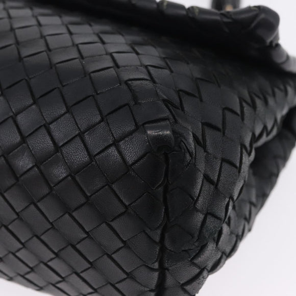 BOTTEGA VENETA INTRECCIATO Chain Shoulder Bag Leather Black Auth BA15490