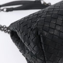 BOTTEGA VENETA INTRECCIATO Chain Shoulder Bag Leather Black Auth BA15490-18