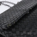 BOTTEGA VENETA INTRECCIATO Chain Shoulder Bag Leather Black Auth BA15490-20
