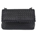 BOTTEGA VENETA INTRECCIATO Chain Shoulder Bag Leather Black Auth BA15490-13
