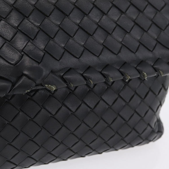 BOTTEGA VENETA INTRECCIATO Chain Shoulder Bag Leather Black Auth BA15490