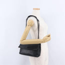 BOTTEGA VENETA INTRECCIATO Chain Shoulder Bag Leather Black Auth BA15490-31
