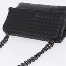 BOTTEGA VENETA INTRECCIATO Chain Shoulder Bag Leather Black Auth BA15490-14