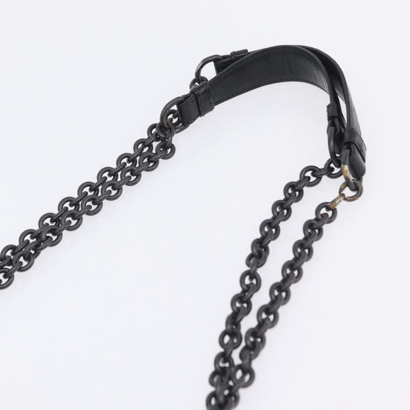 BOTTEGA VENETA INTRECCIATO Chain Shoulder Bag Leather Black Auth BA15490