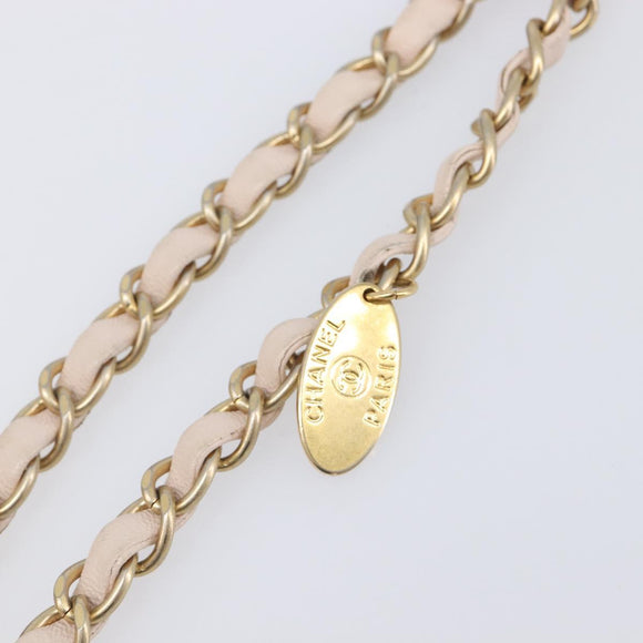 CHANEL V-stitched Chain Shoulder Bag Lamb Skin Ivory Gold Tone CC Auth BA15491V