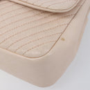 CHANEL V-stitched Chain Shoulder Bag Lamb Skin Ivory Gold Tone CC Auth BA15491V-13