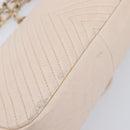 CHANEL V-stitched Chain Shoulder Bag Lamb Skin Ivory Gold Tone CC Auth BA15491V-17