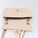 CHANEL V-stitched Chain Shoulder Bag Lamb Skin Ivory Gold Tone CC Auth BA15491V-20