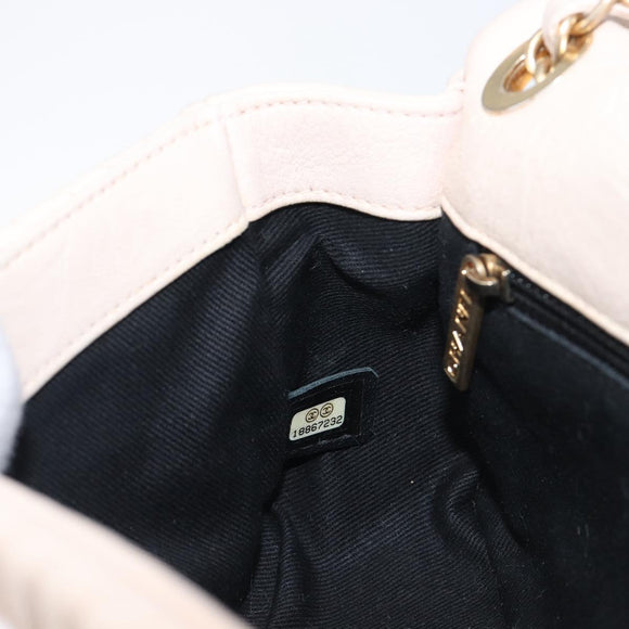 CHANEL V-stitched Chain Shoulder Bag Lamb Skin Ivory Gold Tone CC Auth BA15491V