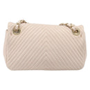 CHANEL V-stitched Chain Shoulder Bag Lamb Skin Ivory Gold Tone CC Auth BA15491V-3