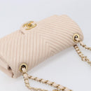 CHANEL V-stitched Chain Shoulder Bag Lamb Skin Ivory Gold Tone CC Auth BA15491V-7