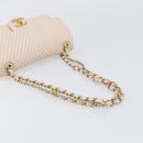 CHANEL V-stitched Chain Shoulder Bag Lamb Skin Ivory Gold Tone CC Auth BA15491V-9