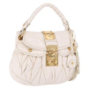 Miu Miu Matelasse Hand Bag Patent 2way White Gold Tone Auth BA15492A-1