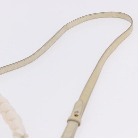 Miu Miu Matelasse Hand Bag Patent 2way White Gold Tone Auth BA15492A