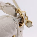 Miu Miu Matelasse Hand Bag Patent 2way White Gold Tone Auth BA15492A-9