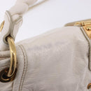 Miu Miu Matelasse Hand Bag Patent 2way White Gold Tone Auth BA15492A-23