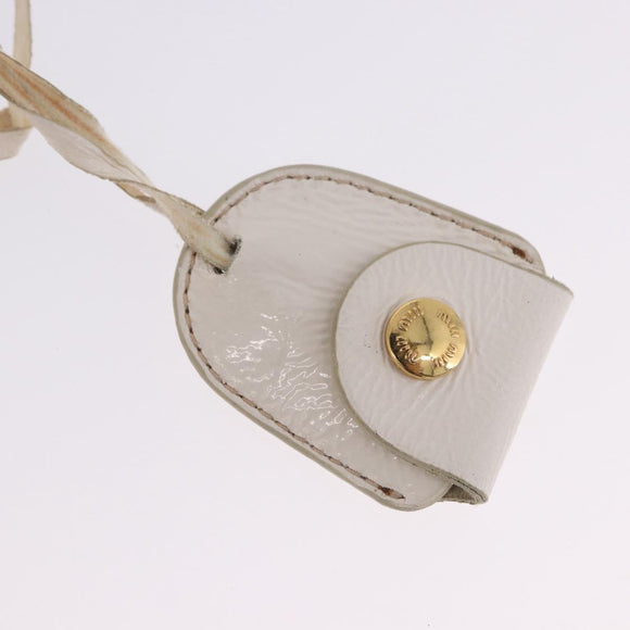 Miu Miu Matelasse Hand Bag Patent 2way White Gold Tone Auth BA15492A