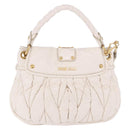 Miu Miu Matelasse Hand Bag Patent 2way White Gold Tone Auth BA15492A-2