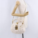 Miu Miu Matelasse Hand Bag Patent 2way White Gold Tone Auth BA15492A-34