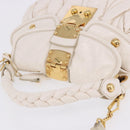 Miu Miu Matelasse Hand Bag Patent 2way White Gold Tone Auth BA15492A-6