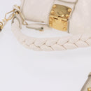 Miu Miu Matelasse Hand Bag Patent 2way White Gold Tone Auth BA15492A-7