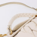 Miu Miu Matelasse Hand Bag Patent 2way White Gold Tone Auth BA15492A-14