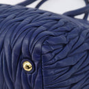 Miu Miu Matelasse Hand Bag Leather 2way Blue Gold Tone Auth BA15493V-10