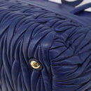 Miu Miu Matelasse Hand Bag Leather 2way Blue Gold Tone Auth BA15493V-18