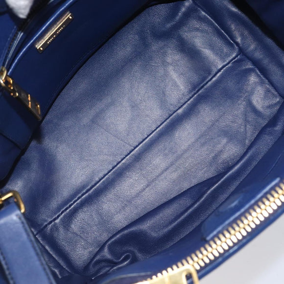Miu Miu Matelasse Hand Bag Leather 2way Blue Gold Tone Auth BA15493V