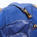Miu Miu Matelasse Hand Bag Leather 2way Blue Gold Tone Auth BA15493V-23
