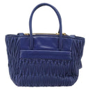 Miu Miu Matelasse Hand Bag Leather 2way Blue Gold Tone Auth BA15493V-2