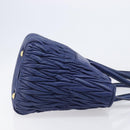 Miu Miu Matelasse Hand Bag Leather 2way Blue Gold Tone Auth BA15493V-3