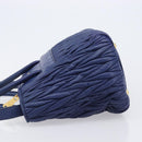 Miu Miu Matelasse Hand Bag Leather 2way Blue Gold Tone Auth BA15493V-4