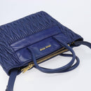 Miu Miu Matelasse Hand Bag Leather 2way Blue Gold Tone Auth BA15493V-6
